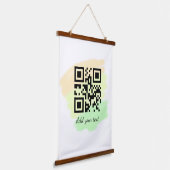 eenvoudige aangepaste QR-code toevoegen jouw namen Hangend Wandkleed (Gebogen)