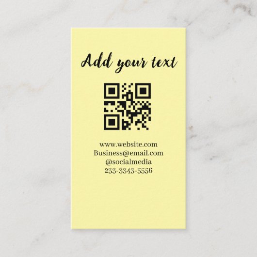 eenvoudige aangepaste QR-code voeg uw naam tekst t Visitekaartje (Voorkant)