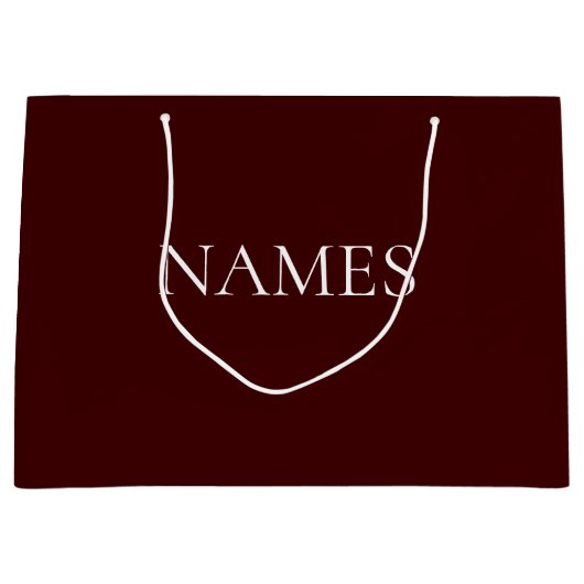 Eenvoudige aangepaste scriptnaam in donkerrood en groot cadeauzakje (Voorkant)