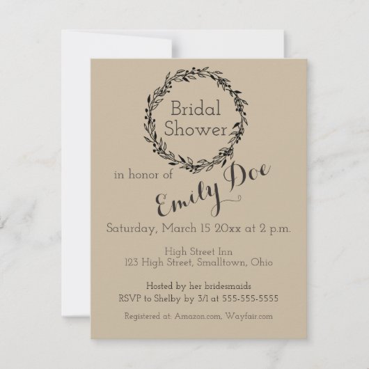 Eenvoudige Aangepaste Sjabloon Bruids Douche Uitno Kaart (Voorkant)