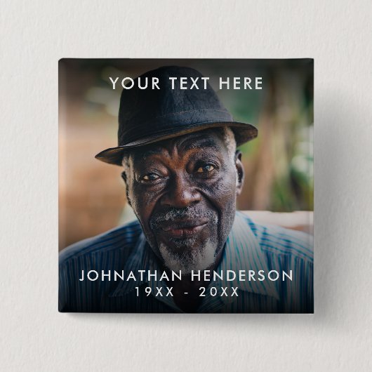 Eenvoudige aangepaste tekst begrafenis/herdenkings vierkante button 5,1 cm (Voorkant)