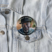 Eenvoudige aangepaste tekst rouw-/herdenkingsfoto ronde button 7,6 cm (In situ)