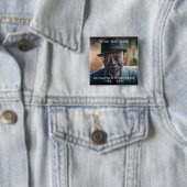 Eenvoudige aangepaste tekst rouw-/herdenkingsfotot vierkante button 5,1 cm (In situ)