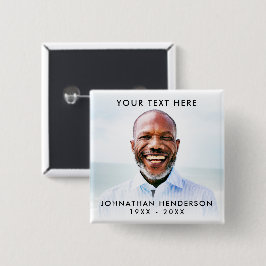 Eenvoudige Aangepaste Tekst Rouwkaart/Fotoherdenki Vierkante Button 5,1 Cm