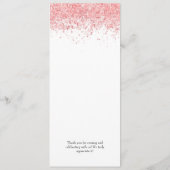 Eenvoudige aangepaste tekst roze glitter Weddenren Menu (Achterkant)