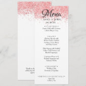 Eenvoudige aangepaste tekst roze glitter Weddenren Menu (Voorkant / Achterkant)