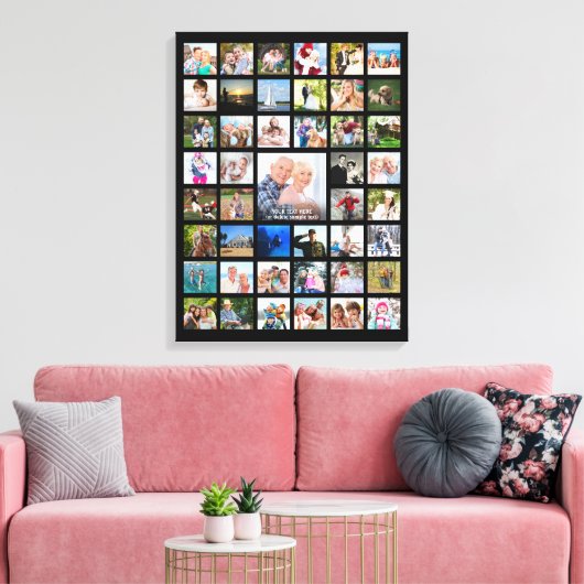 Eenvoudige aangepaste tekst voor 45-fotocollage Sj Canvas Afdruk (Insitu (Woonkamer))