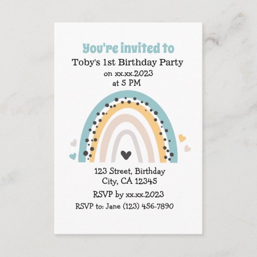Eenvoudige aangepaste verjaardag regenboog Kaart u (Voorkant)