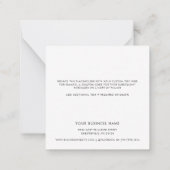 Eenvoudige aangepaste zakelijke dank u notitiekaartje (Achterkant)