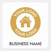 Eenvoudige Aangepaste Zakelijke Logo Naam Tekst Vierkante Sticker (Voorkant)