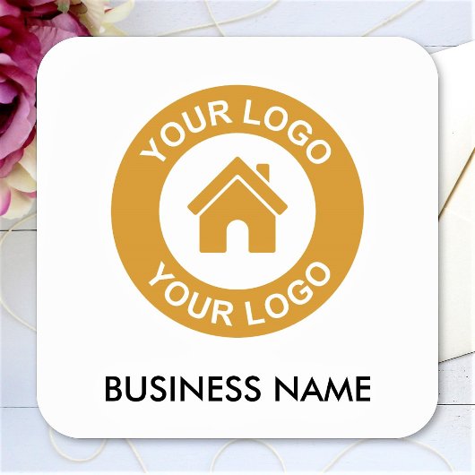 Eenvoudige Aangepaste Zakelijke Logo Naam Tekst Vierkante Sticker