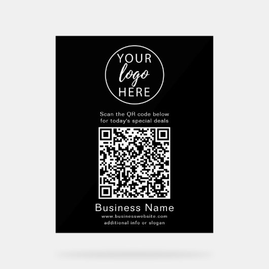 Eenvoudige Aangepaste Zakelijke Logo QR-code Acryl Bord (Voorkant)