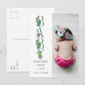 Eenvoudige aankondiging Baby foto van Cactus Birth (Voorkant / Achterkant)