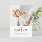 Eenvoudige aankondiging foto geboorte | Girl Birth (Staand voorkant)