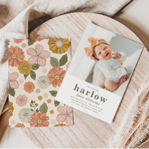 Eenvoudige aankondiging foto geboorte Girl Birth