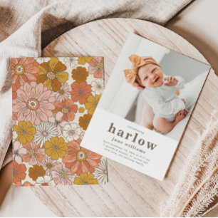 Eenvoudige aankondiging foto geboorte Girl Birth