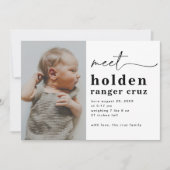 Eenvoudige aankondiging foto geboorte | Jongeengeb (Voorkant)