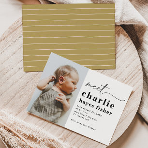 Eenvoudige aankondiging foto geboorte   Jongeengeb