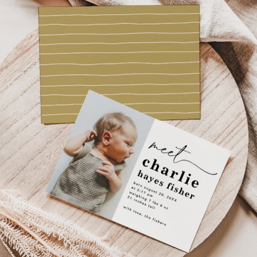 Eenvoudige aankondiging foto geboorte | Jongeengeb