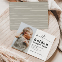 Eenvoudige aankondiging foto geboorte | Jongeengeb