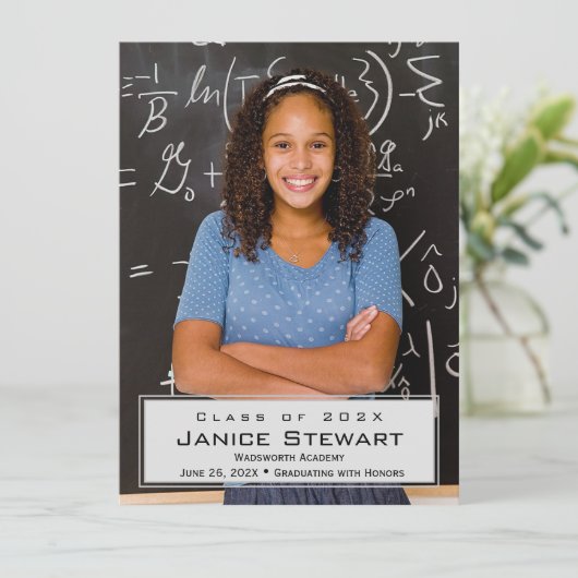 Eenvoudige aankondiging van Afstuderen foto's (Staand voorkant)