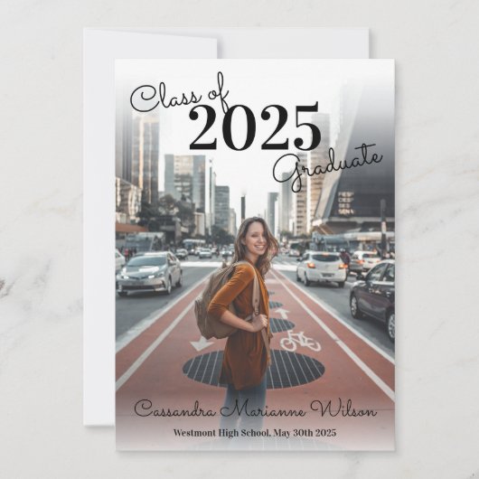 Eenvoudige aankondiging van Afstuderen van foto's (Voorkant)