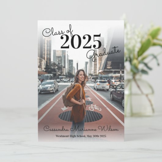 Eenvoudige aankondiging van Afstuderen van foto's (Staand voorkant)