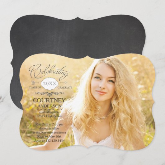 Eenvoudige aankondiging van de Afstuderen van het  (Voorkant / Achterkant)