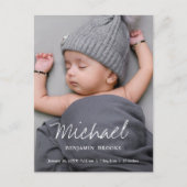 Eenvoudige aankondiging van de geboorte van een mo briefkaart (Voorkant)