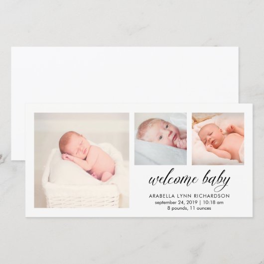 Eenvoudige aankondiging van de geboorte van Elegan (Voorkant / Achterkant)