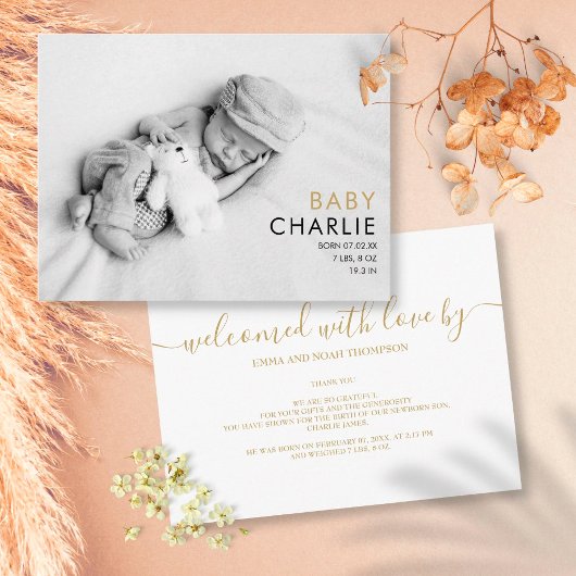 Eenvoudige aankondiging van de geboorte van Elegan Briefkaart