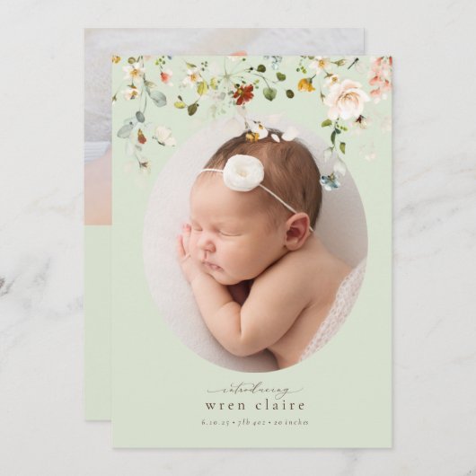 Eenvoudige aankondiging van de geboorte van Wildbl (Voorkant / Achterkant)