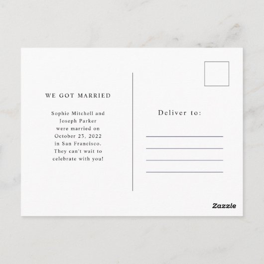 Eenvoudige aankondiging van Elegant Text en Photo Briefkaart (Achterkant)