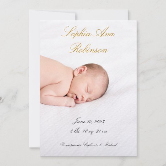 Eenvoudige Aankondiging van geboorte op Baby Foto- (Voorkant)