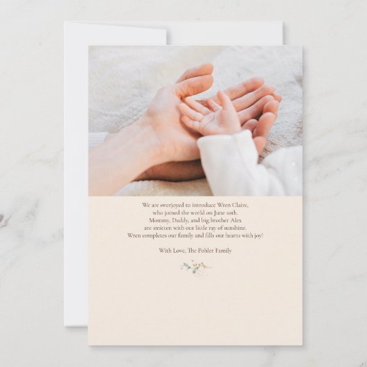 Eenvoudige aankondiging van geboorte van wilde blo (Achterkant)