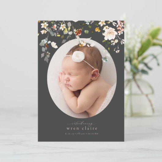 Eenvoudige aankondiging van geboorte van wilde blo (Staand voorkant)