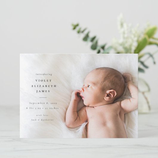 Eenvoudige aankondiging van geboorte zijkant (Staand voorkant)