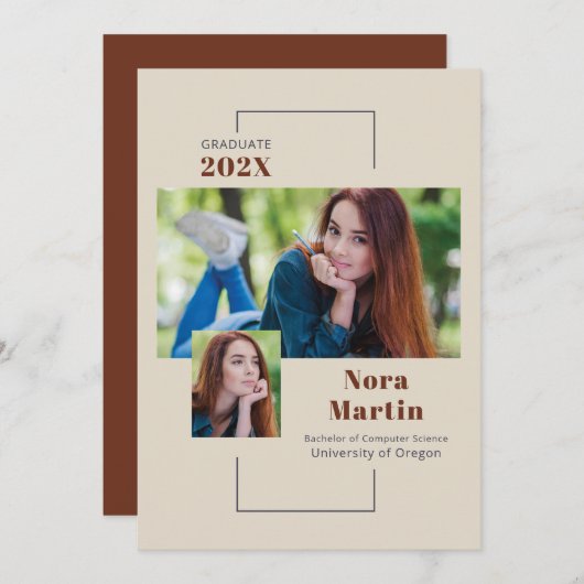 Eenvoudige aankondiging van het Afstuderen Auburn  (Voorkant / Achterkant)