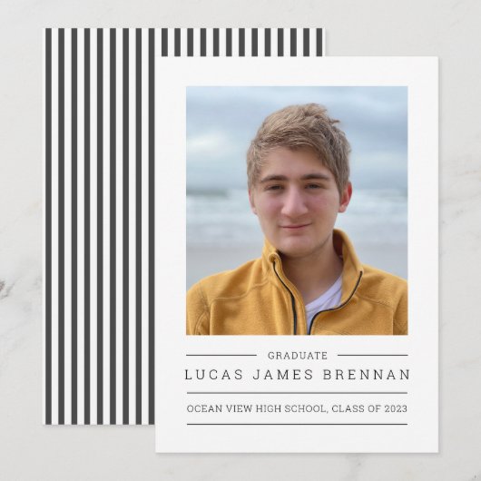 Eenvoudige aankondiging van het Afstuderen Elegant (Voorkant / Achterkant)