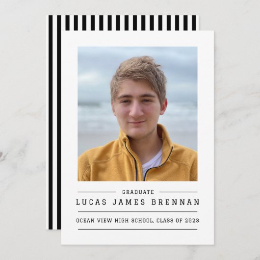 Eenvoudige aankondiging van het Afstuderen Elegant (Voorkant / Achterkant)