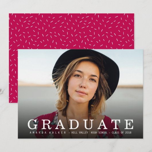 Eenvoudige aankondiging van het Afstuderen van de  (Voorkant / Achterkant)