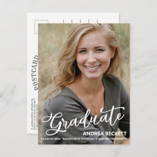 Eenvoudige aankondiging van het Afstuderen van de  (Voorkant / Achterkant)