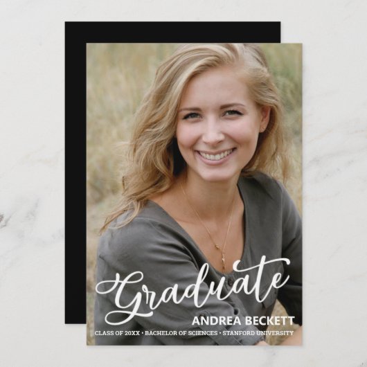 Eenvoudige aankondiging van het Afstuderen van de  (Voorkant / Achterkant)