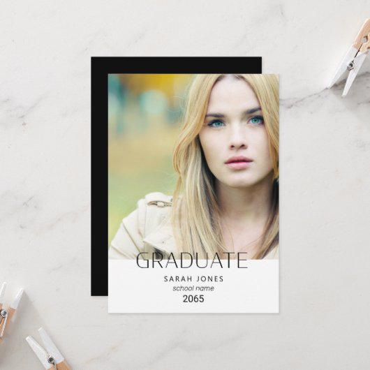 Eenvoudige aankondiging van het Afstuderen van de  (Voorkant / Achterkant in situ)