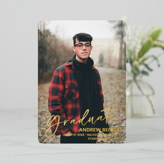 Eenvoudige aankondiging van het Afstuderen van de  (Staand Voorkant)