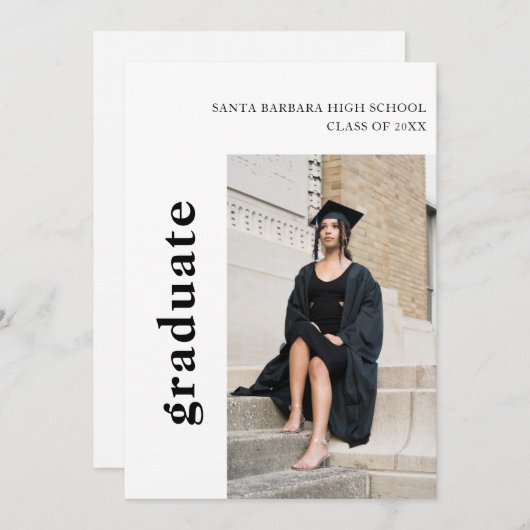 Eenvoudige aankondiging van het moderne Afstuderen (Voorkant / Achterkant)