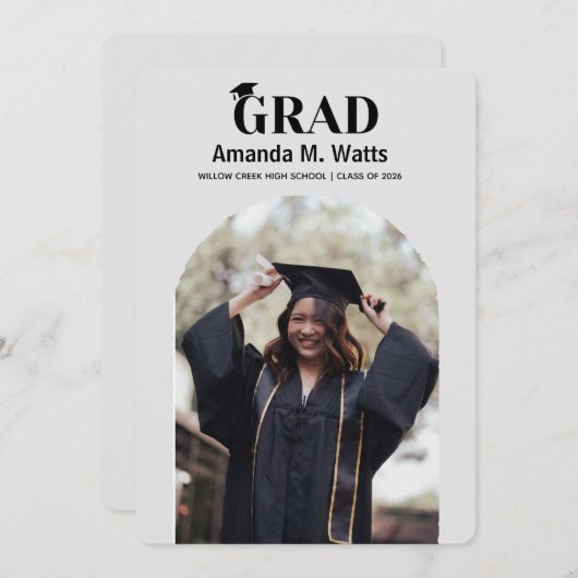 Eenvoudige aankondiging van het moderne Afstuderen (Voorkant / Achterkant)