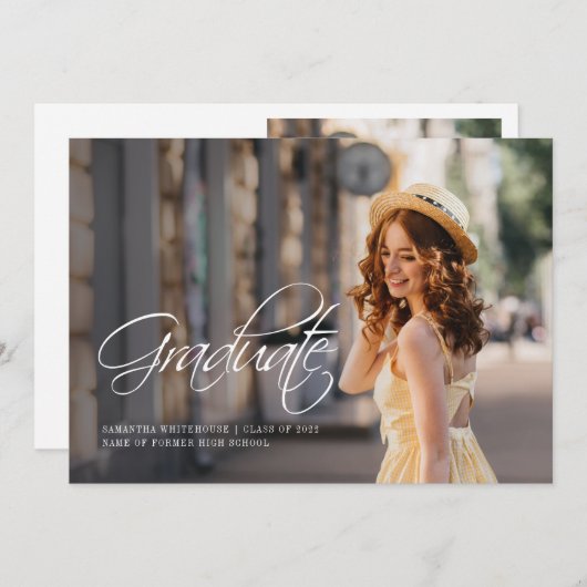 Eenvoudige aankondiging van het moderne Afstuderen (Voorkant / Achterkant)