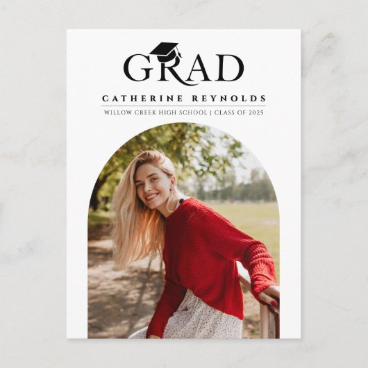 Eenvoudige aankondiging van het moderne Afstuderen Briefkaart (Voorkant)