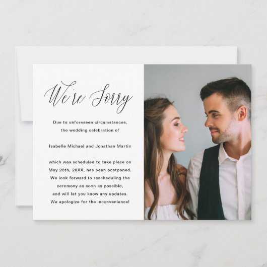 Eenvoudige aankondiging van het uitstel van het hu (Voorkant)